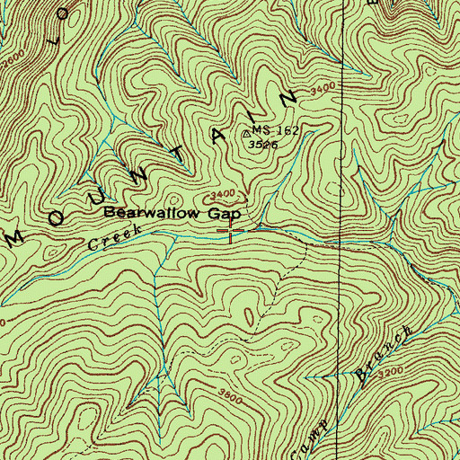 Topographic Map of Beanwallow Gap, TN