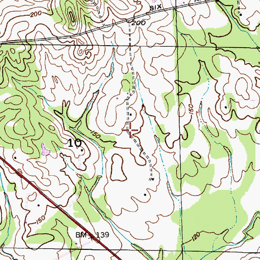 Topographic Map of Woodland Plantation (historical), AL