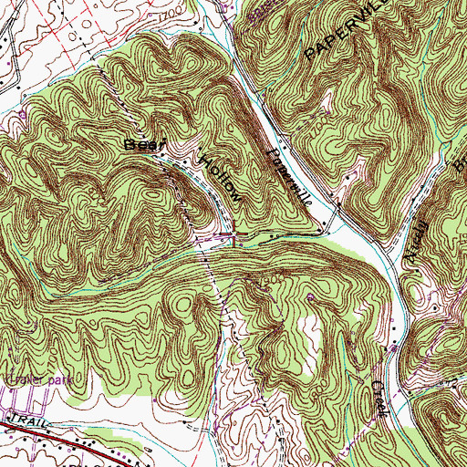 Topographic Map of Bear Hollow, TN