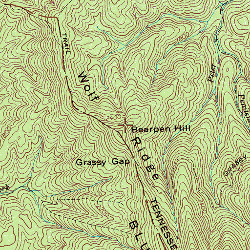 Topographic Map of Bearpen Hill, TN