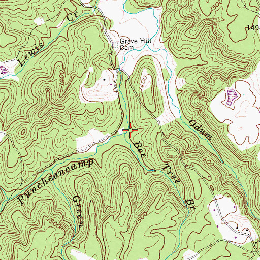 Topographic Map of Bee Tree Branch, TN