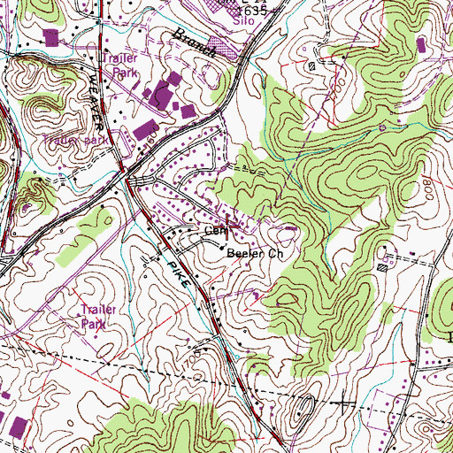 Topographic Map of Beeler Church, TN