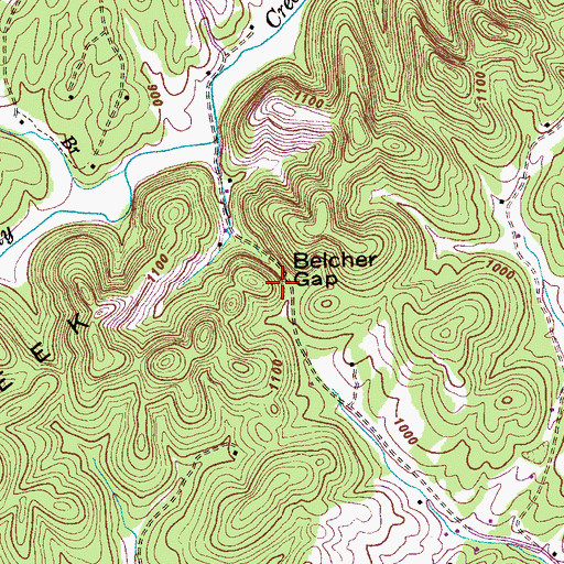 Topographic Map of Belcher Gap, TN