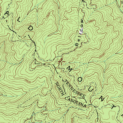 Topographic Map of Bellcow Mountain, TN