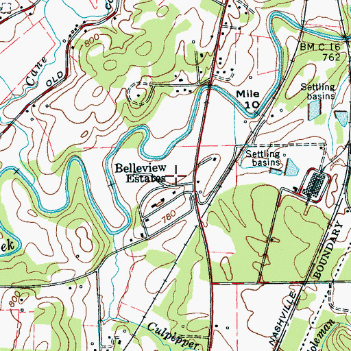 Topographic Map of Belleview Estates, TN