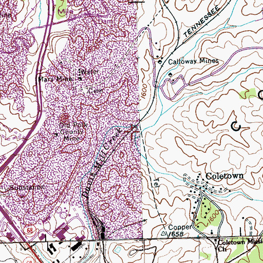 Topographic Map of Belltown Creek, TN