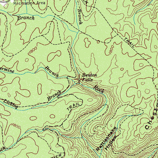 Topographic Map of Benton Falls, TN