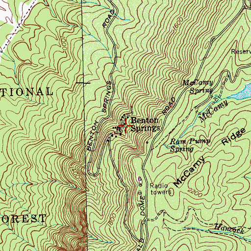 Topographic Map of Benton Springs, TN