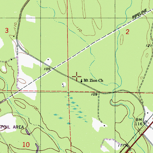 Topographic Map of Zion School (historical), AL