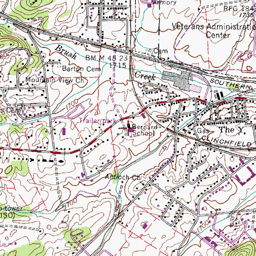 Topographic Map of Bernard School, TN