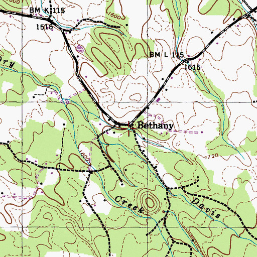 Topographic Map of Bethany, TN