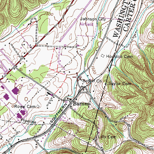 Topographic Map of Bethel Baptist Church, TN