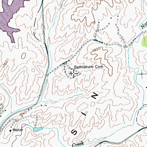 Topographic Map of Bethlehem Cemetery, TN