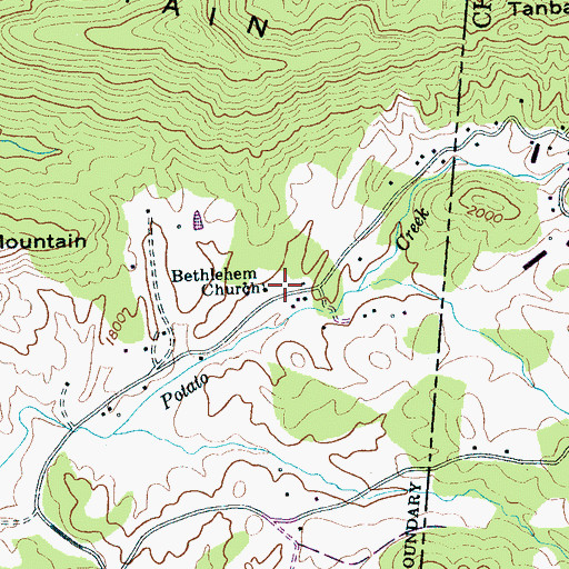 Topographic Map of Bethlehem Church, TN