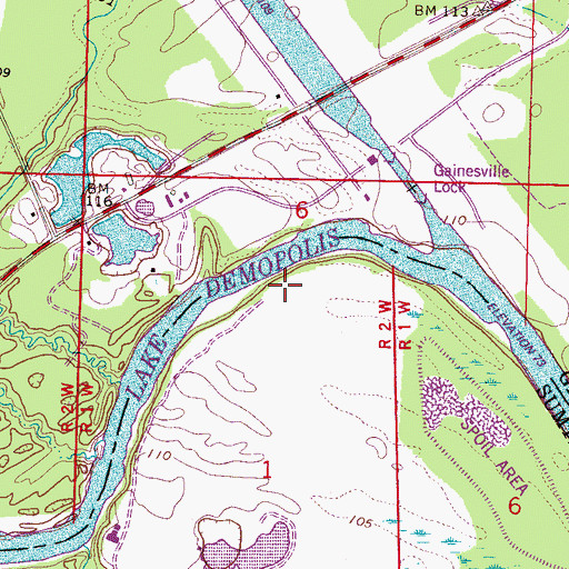 Topographic Map of Gainesville Access Area, AL