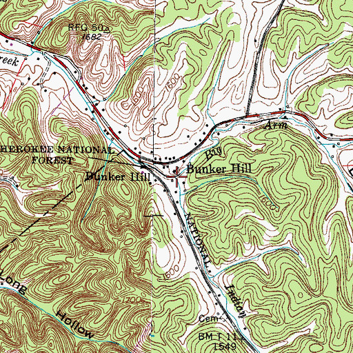 Topographic Map of Big Arm Branch, TN