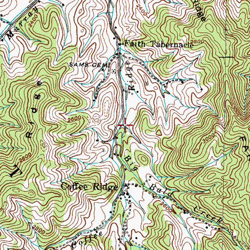 Topographic Map of Big Bald Creek, TN