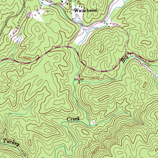 Topographic Map of Big Branch, TN