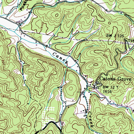 Topographic Map of Big Branch, TN