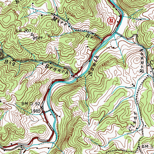 Topographic Map of Big Branch, TN