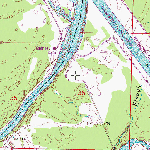 Topographic Map of Damsite East Bank Public Use Area, AL