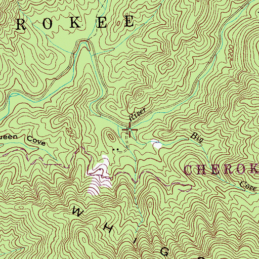 Topographic Map of Big Cove Branch, TN