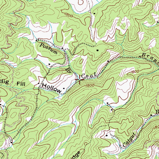 Topographic Map of Big Fill Hollow, TN