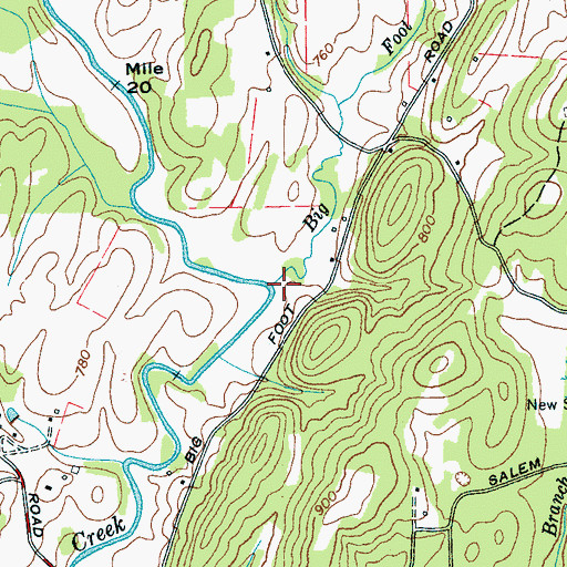 Topographic Map of Big Foot Branch, TN