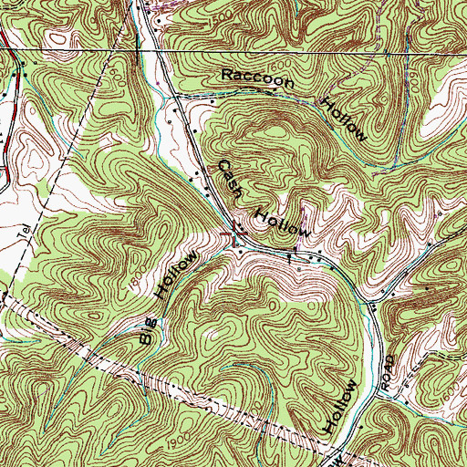 Topographic Map of Big Hollow, TN