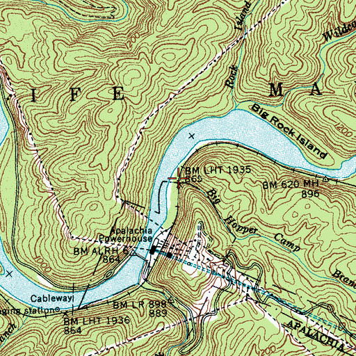 Topographic Map of Big Hopper Camp Branch, TN