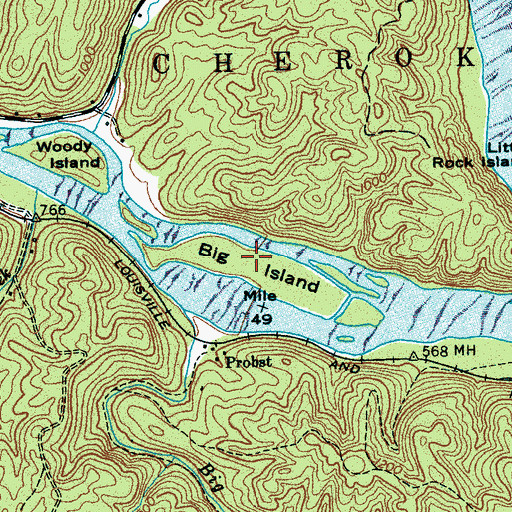 Topographic Map of Big Island, TN