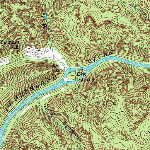 Topographic Map of Big Island, TN