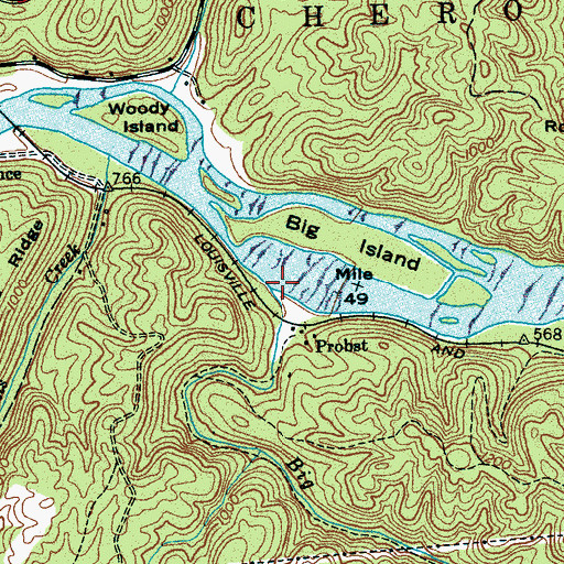 Topographic Map of Big Lost Creek, TN