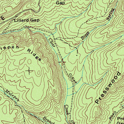 Topographic Map of Biggs Spring Branch, TN