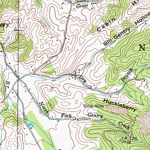 Topographic Map of Bill Gentry Hollow, TN