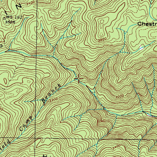 Topographic Map of Birchfield Camp Branch, TN