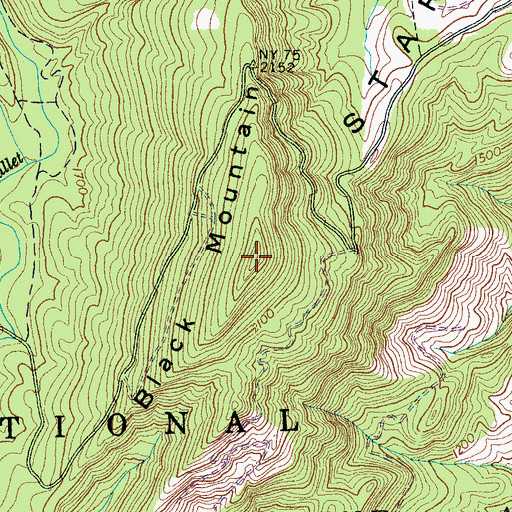 Topographic Map of Black Mountain, TN