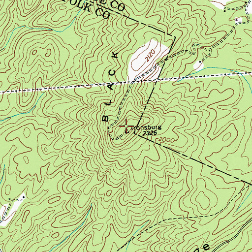 Topographic Map of Black Mountain, TN