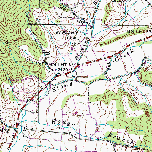 Topographic Map of Blevins Branch, TN