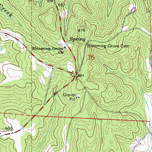 Topographic Map of Blooming Grove, AL