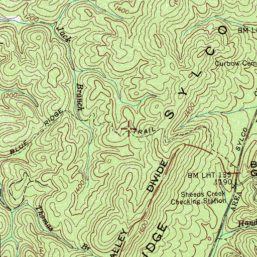 Topographic Map of Blue Ridge Trail, TN