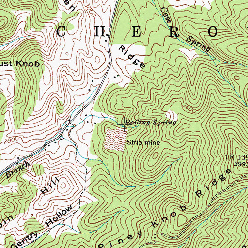 Topographic Map of Boiling Spring, TN