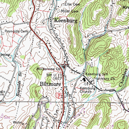 Topographic Map of Borderview Church, TN