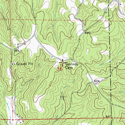 Topographic Map of Corinth Church, AL