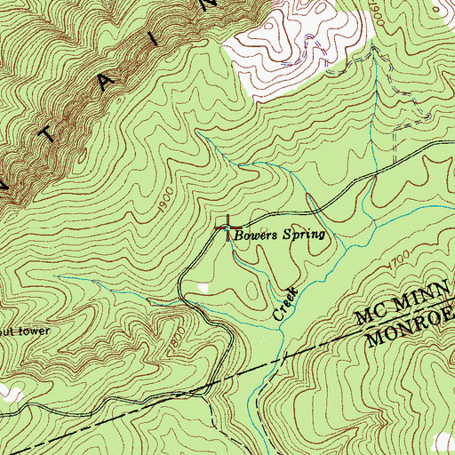 Topographic Map of Bowers Spring, TN