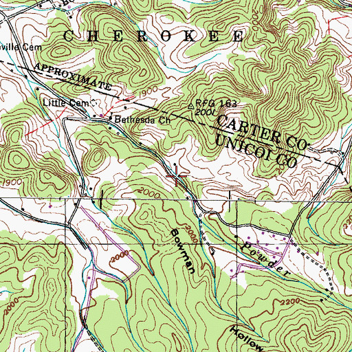 Topographic Map of Bowman Hollow, TN