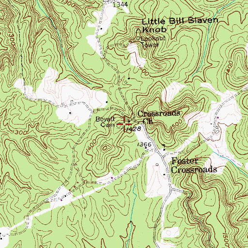 Topographic Map of Boyatt Cemetery, TN