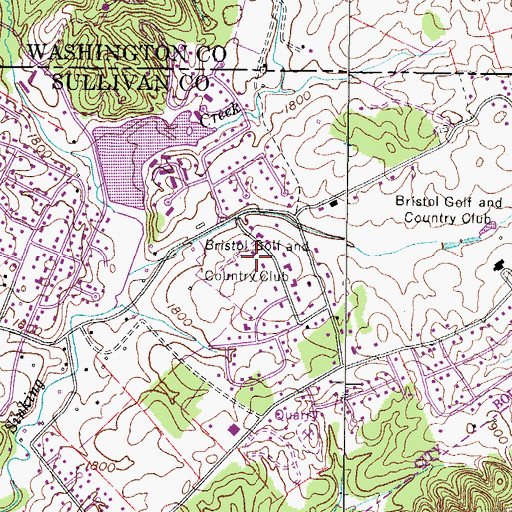 Topographic Map of Bristol Golf and Country Club, TN