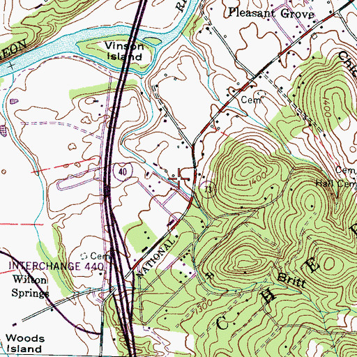 Topographic Map of Britt Hollow, TN