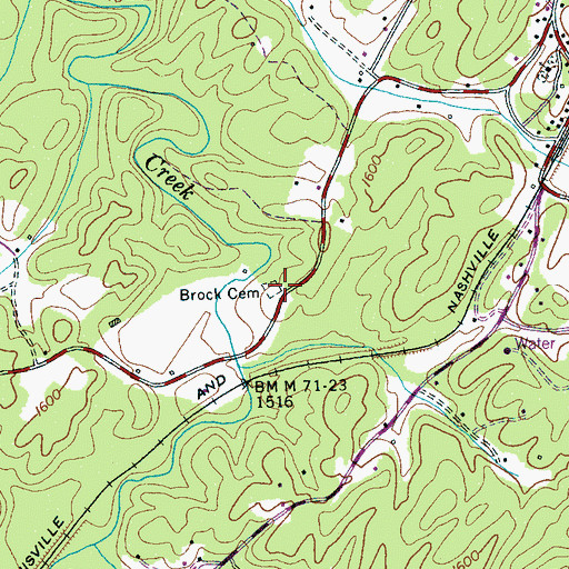 Topographic Map of Brock Cemetery, TN